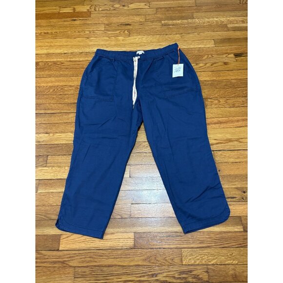 Knox Rose Womens Cropped Pants Size XXL 2XL Blue Elastic Waist Drawstring NWT - Picture 1 of 7